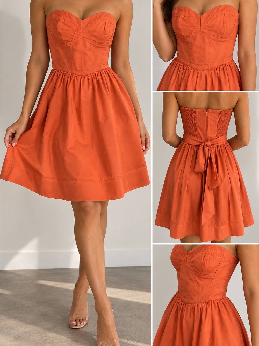6 Shore Road Margarita Strapless Mini Dress XS Sunset Orange NWT
